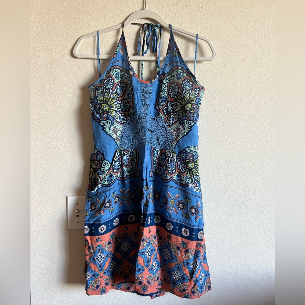 Billabong Multicolored Dress with Crochet Details Size Large